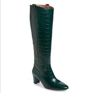 Veronica Beard Abella Croc Embossed Knee High Boots
